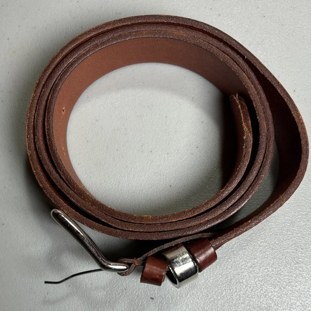 Diego Toscani Classic Brown Leather Belt with Metal Buckle
